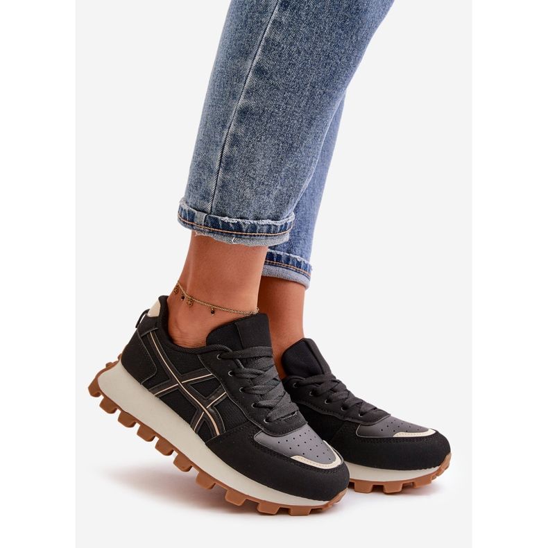 Sneakers da Donna, Scarpe Sportive Stringate, Platform Mialunae Nera nero 1