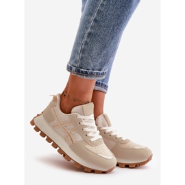 Sneakers Stringate da Donna, Scarpe Sportive con Plateau, Mialunae Beige 1