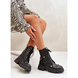 Stivali Worker da Donna Con Decori, Eco Pelle, Cadenilla Nero 2