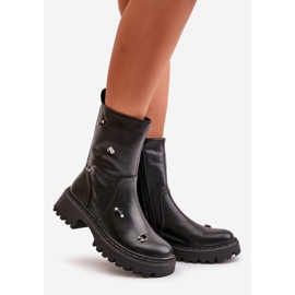 Stivaletti Da Donna In Eco Pelle Con Cerniera Con Dettagli Decorativi, Reritha Nero 1