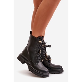 Stivali Worker Da Donna In Eco Pelle Con Spille Nero Rianael 1