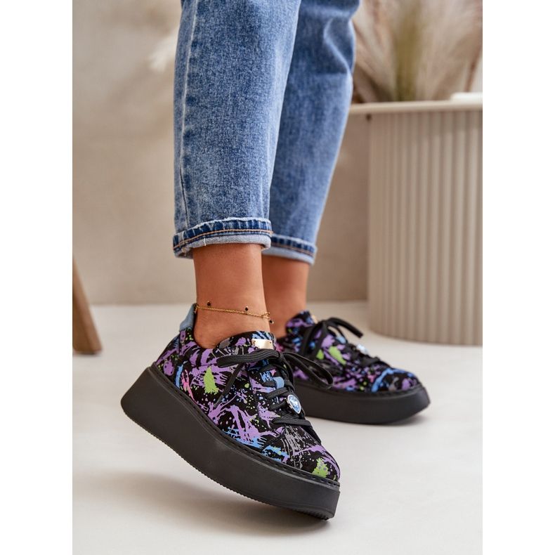Scarpe sportive in pelle sulla piattaforma Maciejka 06191-05 Viola nero 2
