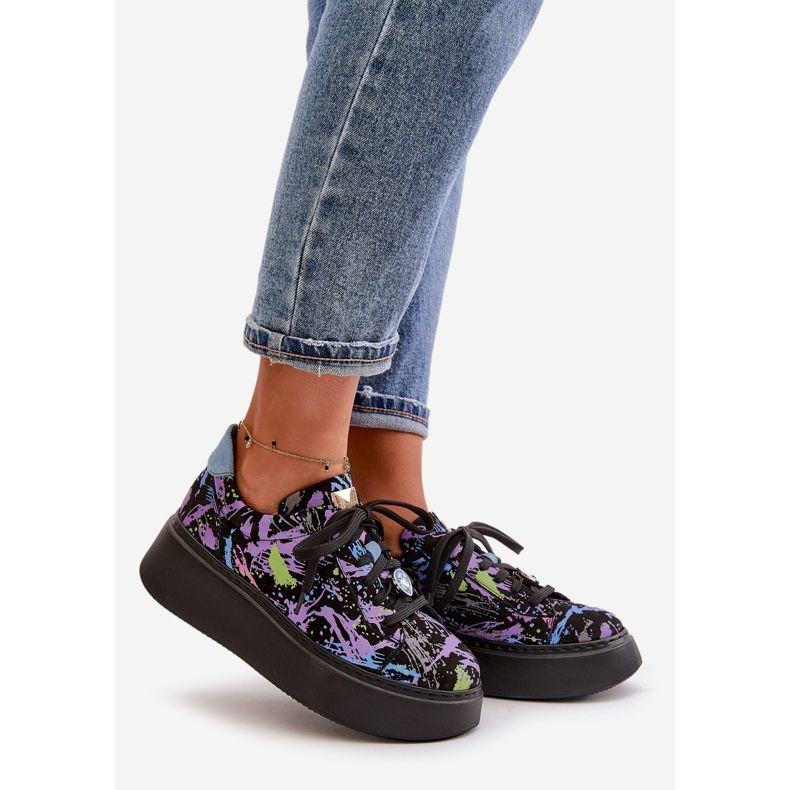 Scarpe sportive in pelle sulla piattaforma Maciejka 06191-05 Viola nero 1