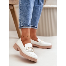 Mocassini Da Donna Con Decorazione In Eco Pelle, Tialorae Bianco 2