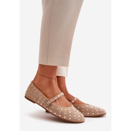 Ballerine Beige In Eco Camoscio Decorato Con Cintura Tirilissa 1