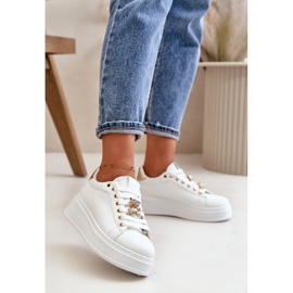 Sneakers da donna con plateau e orsetto, Vailina di colore bianco 2