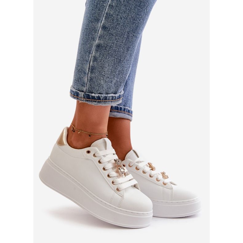 Sneakers da donna con plateau e orsetto, Vailina di colore bianco bianca 1