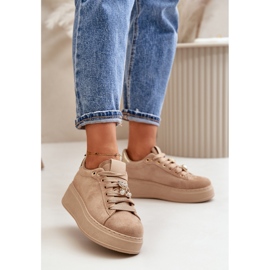 Sneakers Platform Da Donna Beige Con Orsetto Vailina 2