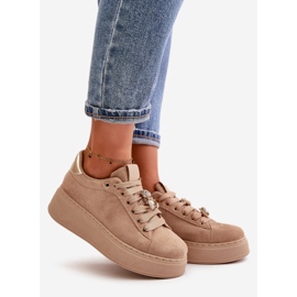 Sneakers Platform Da Donna Beige Con Orsetto Vailina 1