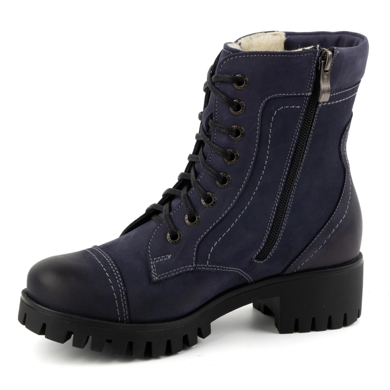 Olivier Stivali in pelle da donna, stivali invernali isolanti, 272BB, blu navy 1