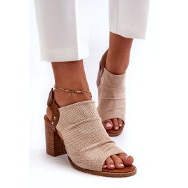 Evento Sandali Da Donna Con Tacco Traforato Beige 1