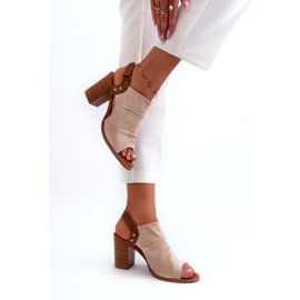 Evento Sandali Da Donna Con Tacco Traforato Beige 3
