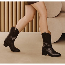 Marco Shoes Stivali da cowboy neri in vera pelle nero 1