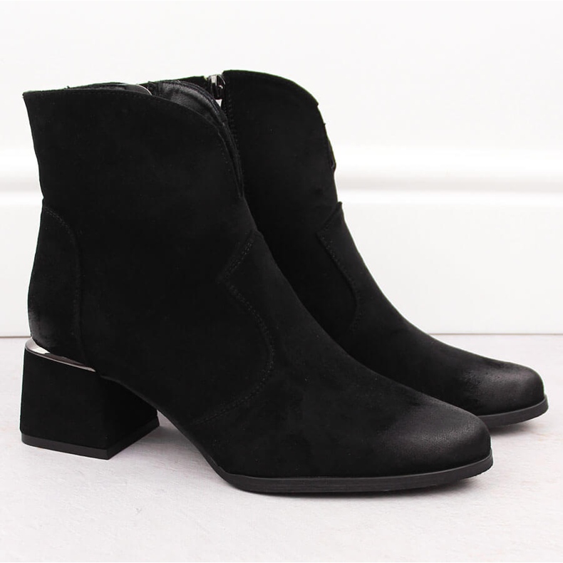 Stivaletti con tacco in camoscio nero Potocki 12422 2