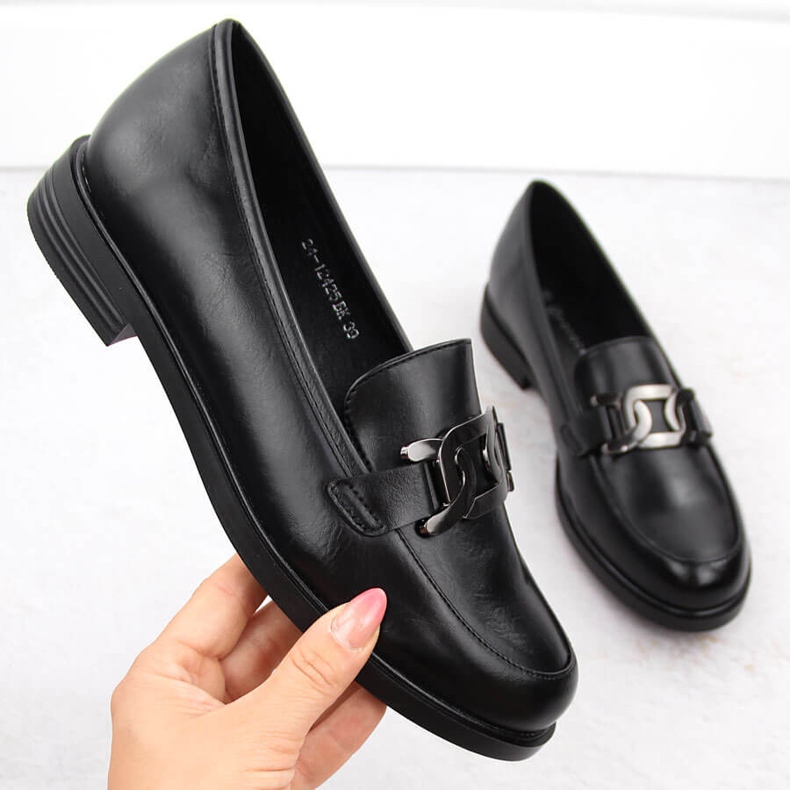 Scarpe da lord da donna con decorazione, Potocki nere 12425 nero 1
