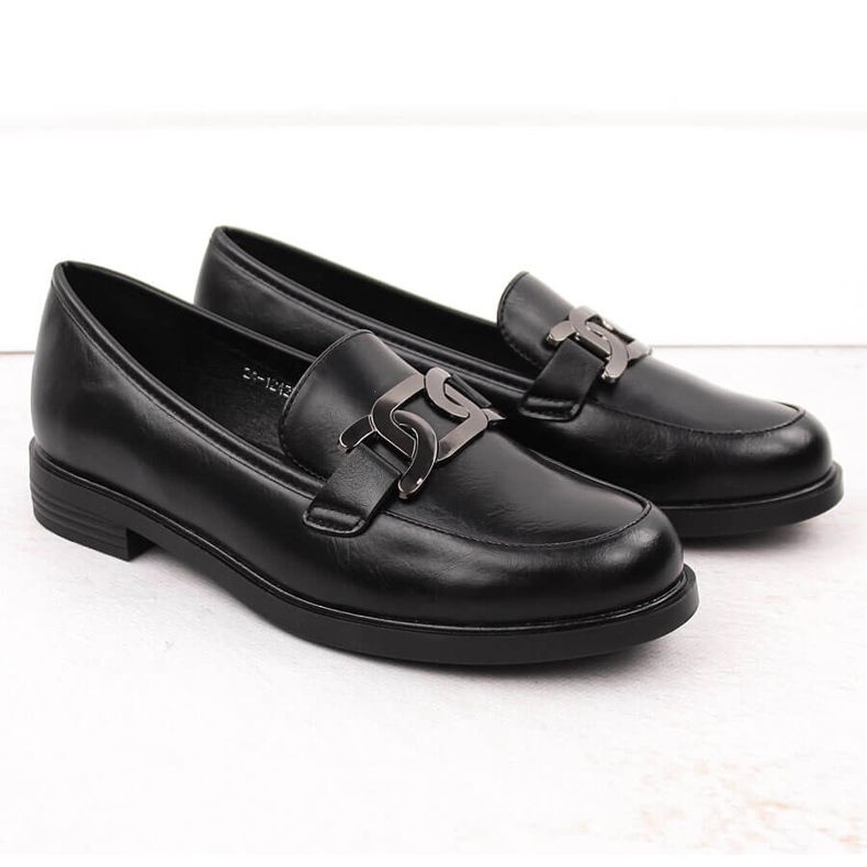 Scarpe da lord da donna con decorazione, Potocki nere 12425 nero 2