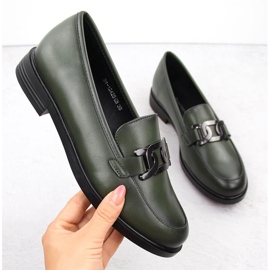 Scarpe da lord da donna con decorazione, verde Potocki 12425 1