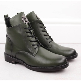 Stivali da donna con lacci e cerniera, verde Potocki SZ12179 1