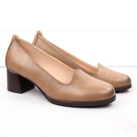Scarpe beige con tacco da donna Potocki 12545 2