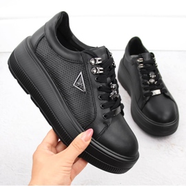 Scarpe da donna in pelle nera su plateau Filippo DP6382 nero 1