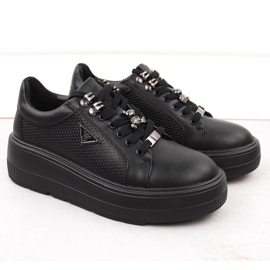 Scarpe da donna in pelle nera su plateau Filippo DP6382 nero 2