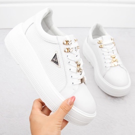 Scarpe da donna bianche in pelle sulla piattaforma Filippo DP6382 bianco 1