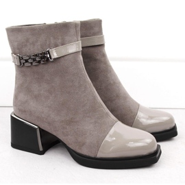 Stivaletti da donna con tacco decorativo D&amp;A S.Barski Premium Collection MR880-018 beige 2