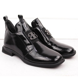 Stivaletti da donna in vernice con decorazione, nero Filippo DBT4763 2