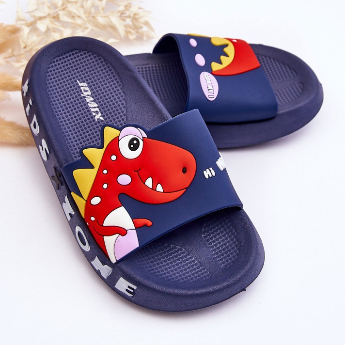 Pantofole in gommapiuma per bambini Dinosauro Blu Navy Dario 2