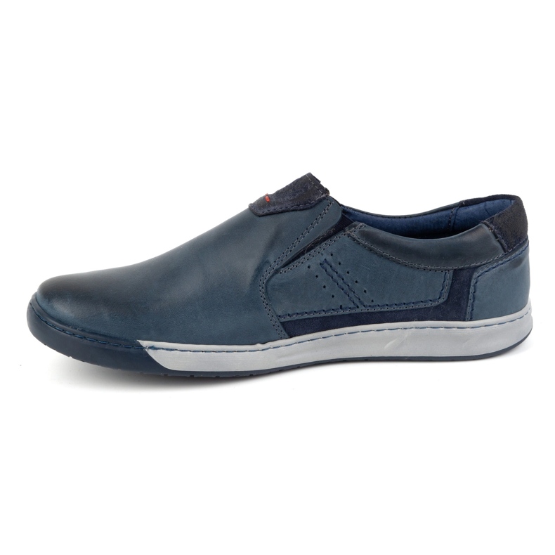 KOMODO Scarpe slip-on da uomo in pelle 934K, blu navy 1