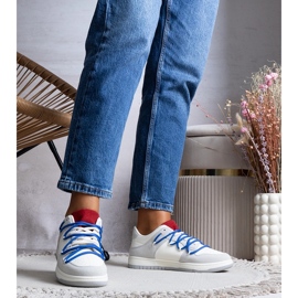 Sneakers Aucoin grigie con lacci blu navy bianco 1