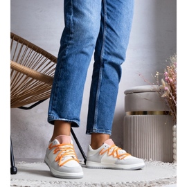 Sneakers Aucoin grigie con lacci arancioni bianca 1