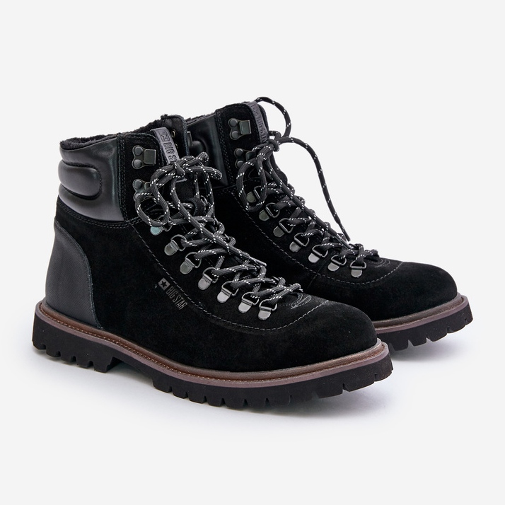 Stivali da uomo isolati in pelle scamosciata Big Star OO174643 Sistema Hi-Poly neri nero 1