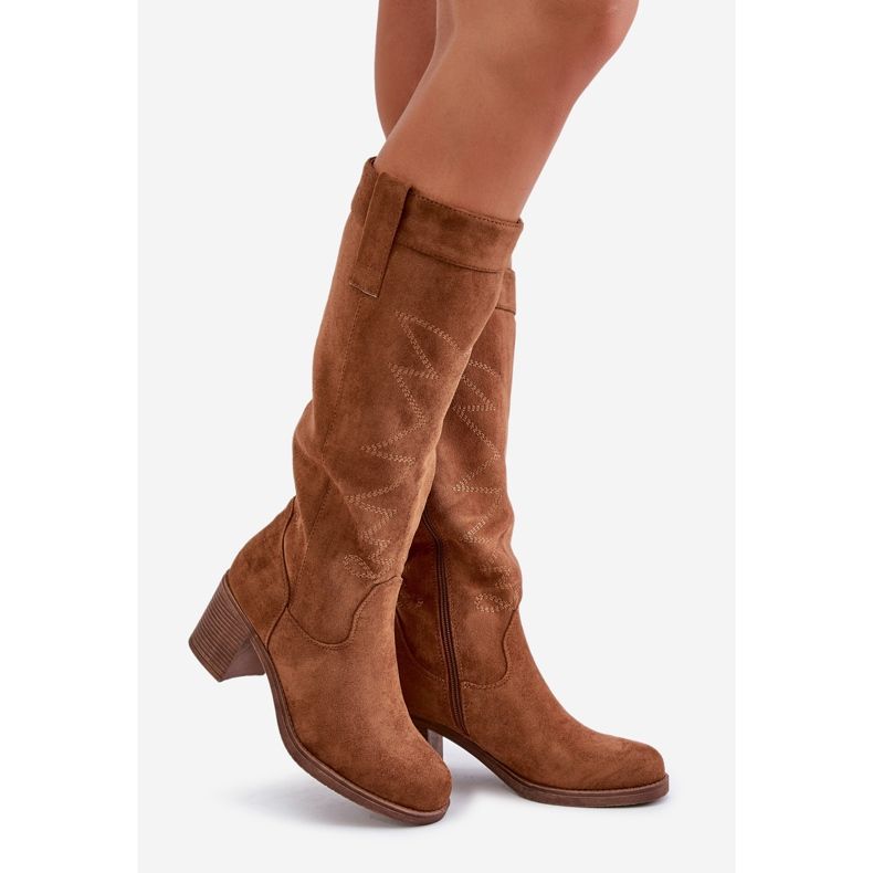 Stivali sopra il ginocchio da donna con tacco alto Camel Erisorae marrone 1