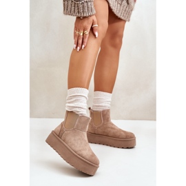 Doposci da Donna con Plateau e Inserti Elastici, Rialine Beige Scuro 2