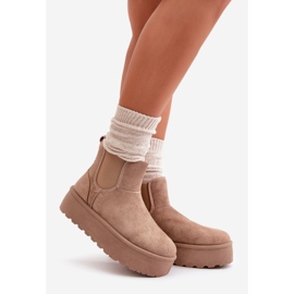 Doposci da Donna con Plateau e Inserti Elastici, Rialine Beige Scuro 1