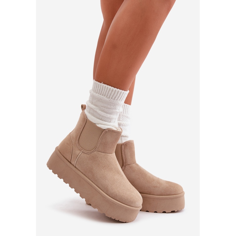 Doposci da Donna con Plateau e Inserti Elastici, Rialine Beige Chiaro 1