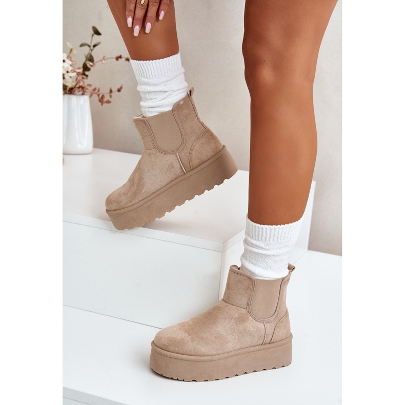 Doposci da Donna con Plateau e Inserti Elastici, Rialine Beige Chiaro 2