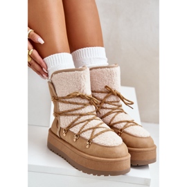 Stivali da neve da donna con plateau e allacciatura, Riaviana beige chiaro marrone 2