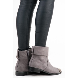 Ideal Shoes Stivaletti in camoscio con cerniera grigio 2