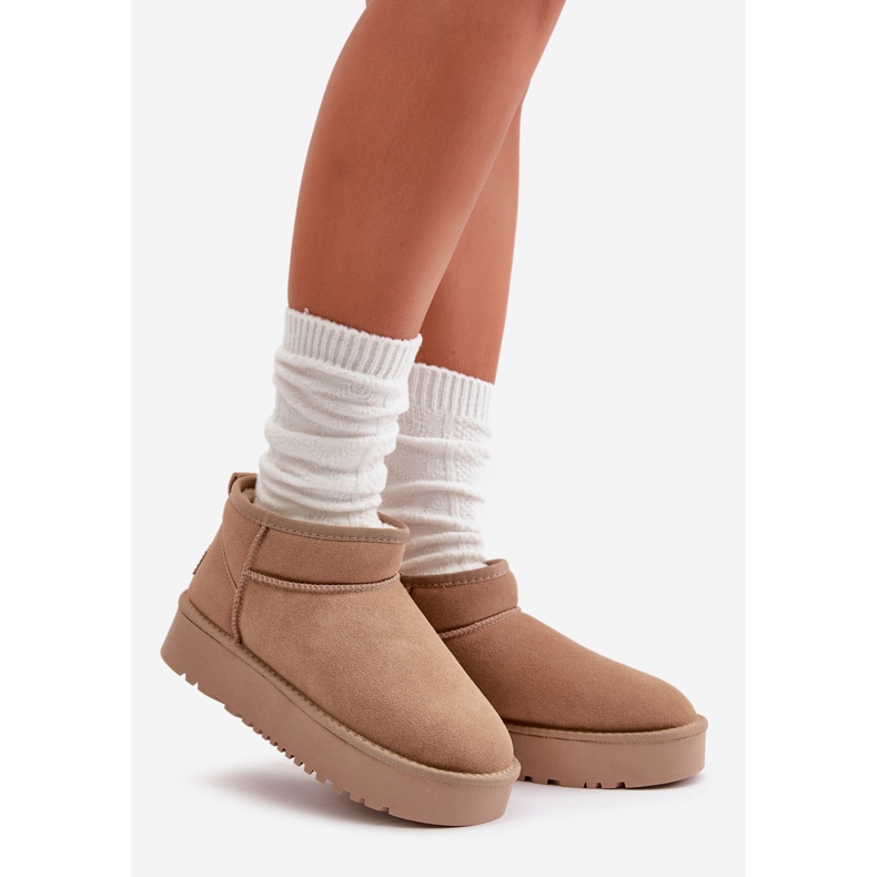 Stivali Da Neve Da Donna In Camoscio Su Piattaforma Beige Nereviana 1