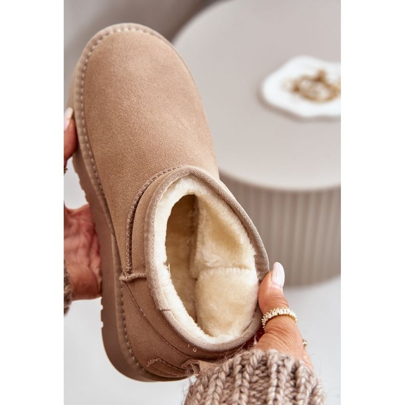 Stivali Da Neve Da Donna In Camoscio Su Piattaforma Beige Nereviana 2