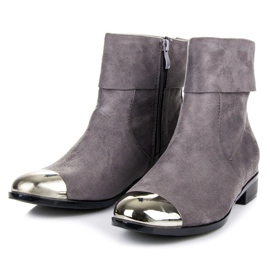 Ideal Shoes Stivaletti in camoscio con cerniera grigio 4