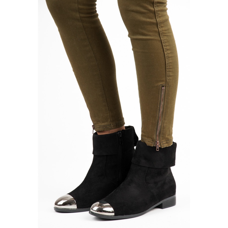 Ideal Shoes Stivaletti in camoscio con cerniera nero 1