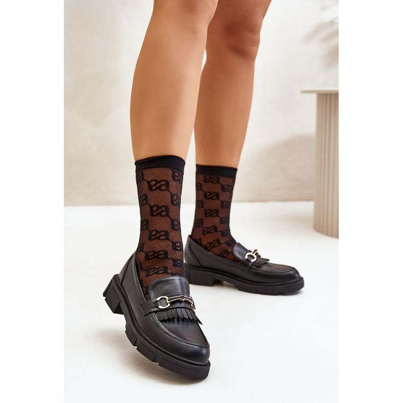 Mocassini Da Donna Con Decorazione, Eco Pelle, Tialorae Nero 2