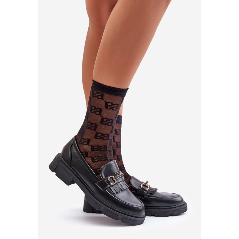 Mocassini Da Donna Con Decorazione, Eco Pelle, Tialorae Nero 1