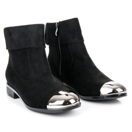 Ideal Shoes Stivaletti in camoscio con cerniera nero 5