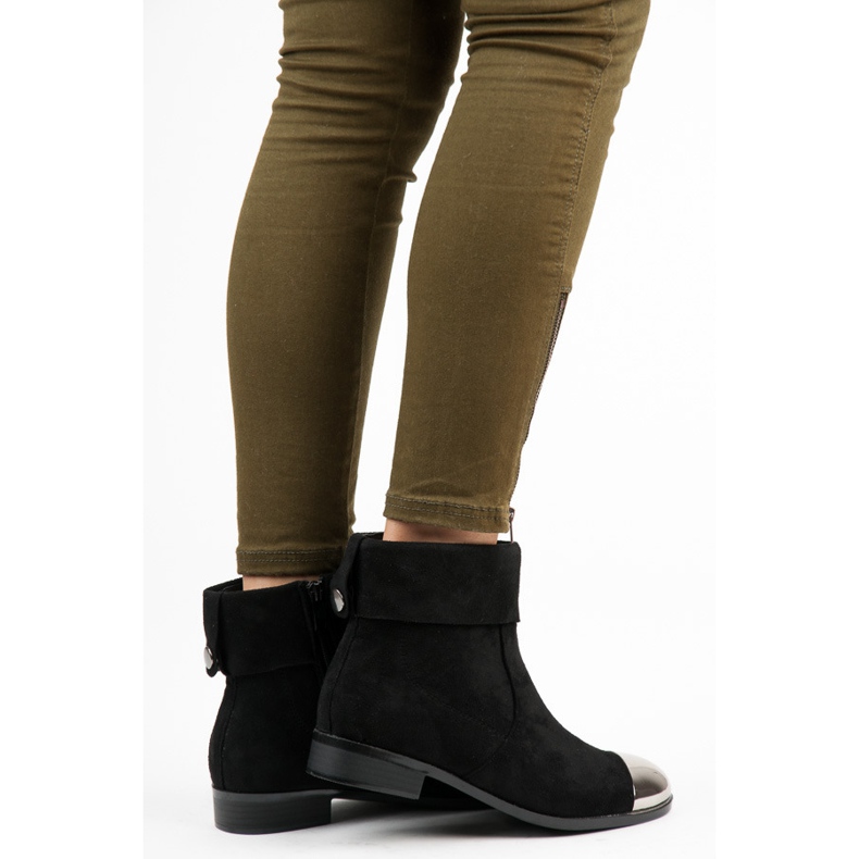 Ideal Shoes Stivaletti in camoscio con cerniera nero 2