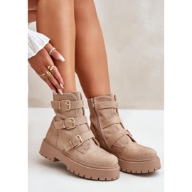 Stivaletti da donna isolanti con decorazione torta beige 2