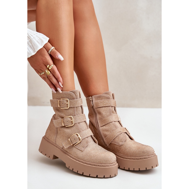 Stivaletti da donna isolanti con decorazione torta beige 2